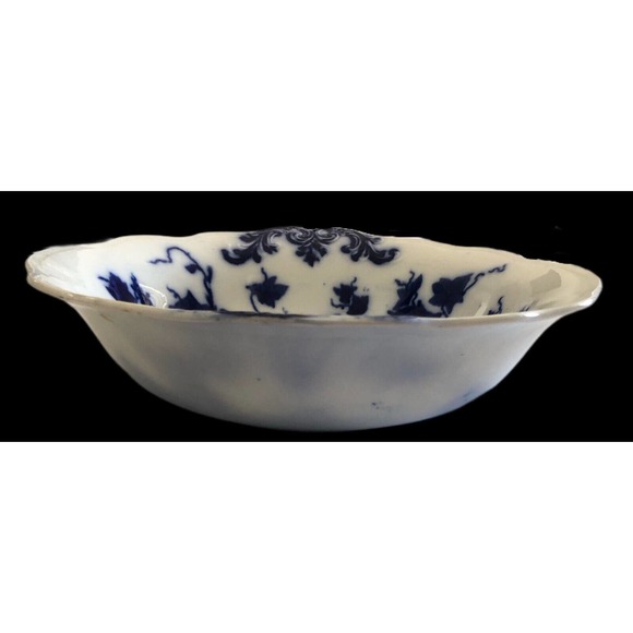 Antique James Kent China 10-1/2" Flow Blue Serving Bowl Grapevine Ivy Circa 1910 - Picture 4 of 12